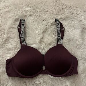 Women's Burgundy Bra with Embellished Straps